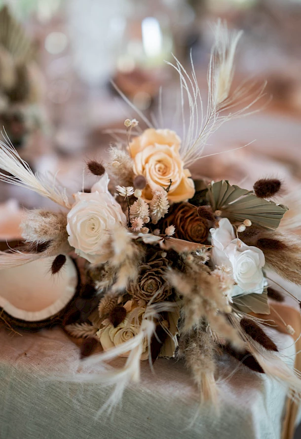 Detailaufnahme Brautstrauß Coconut Kiss in Göppingen