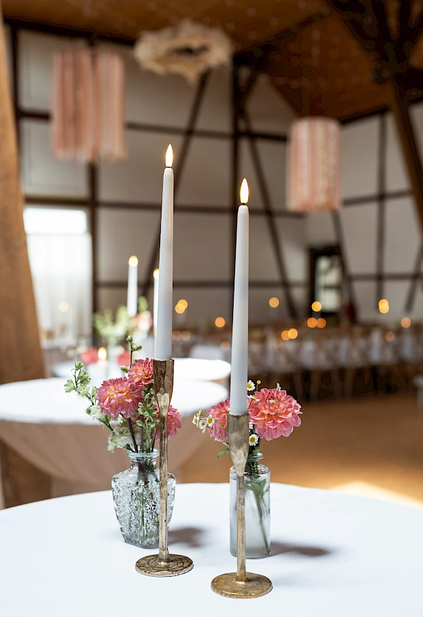 Detailaufnahme von Hochzeitsdekoration Festscheune Hermannsfeld